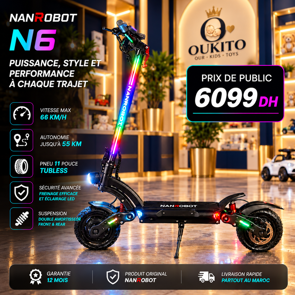 Trottinette Électrique NANROBOT N6 – 66 km/h