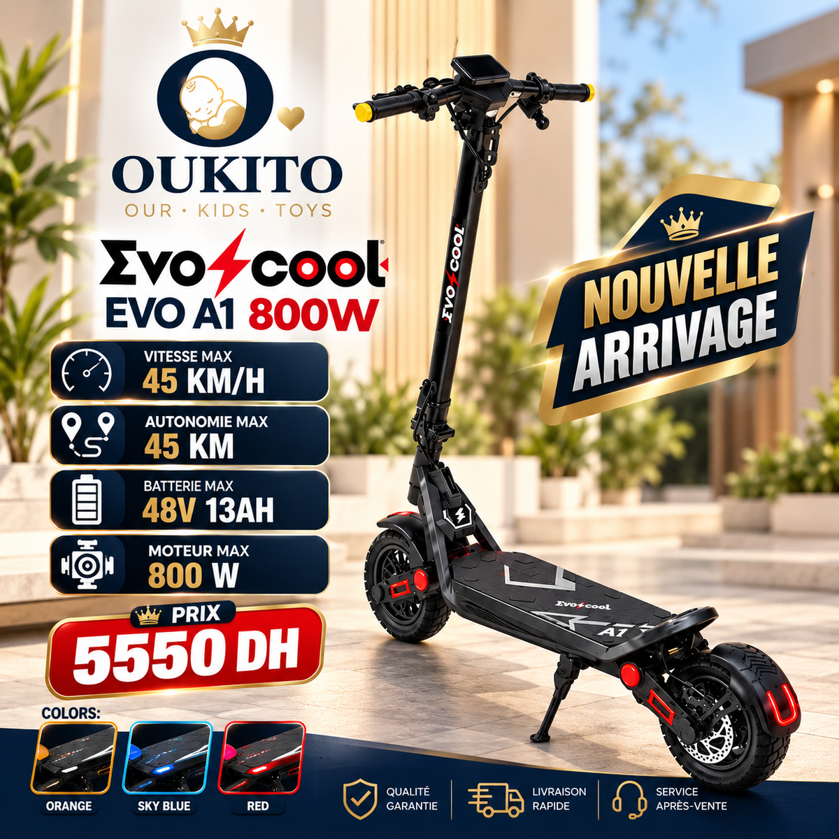 Trottinette Électrique EVOCOOL EVO A1 800W – 45 km/h