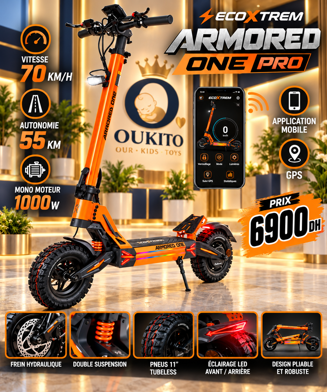Trottinette Électrique ECOXTREM ARMORED ONE PRO 1000W