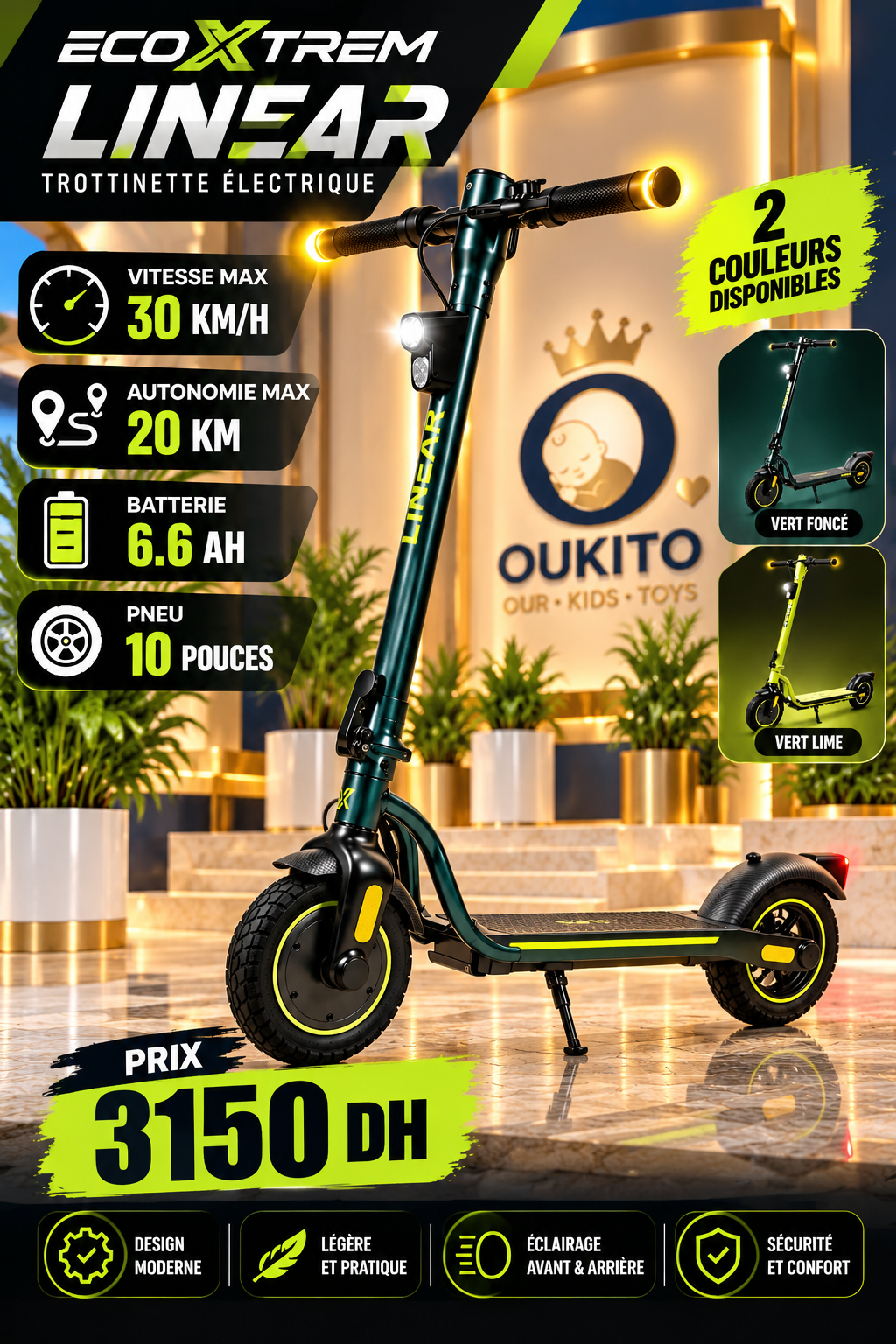 Trottinette Électrique ECOXTREM LINEAR – 30 km/h