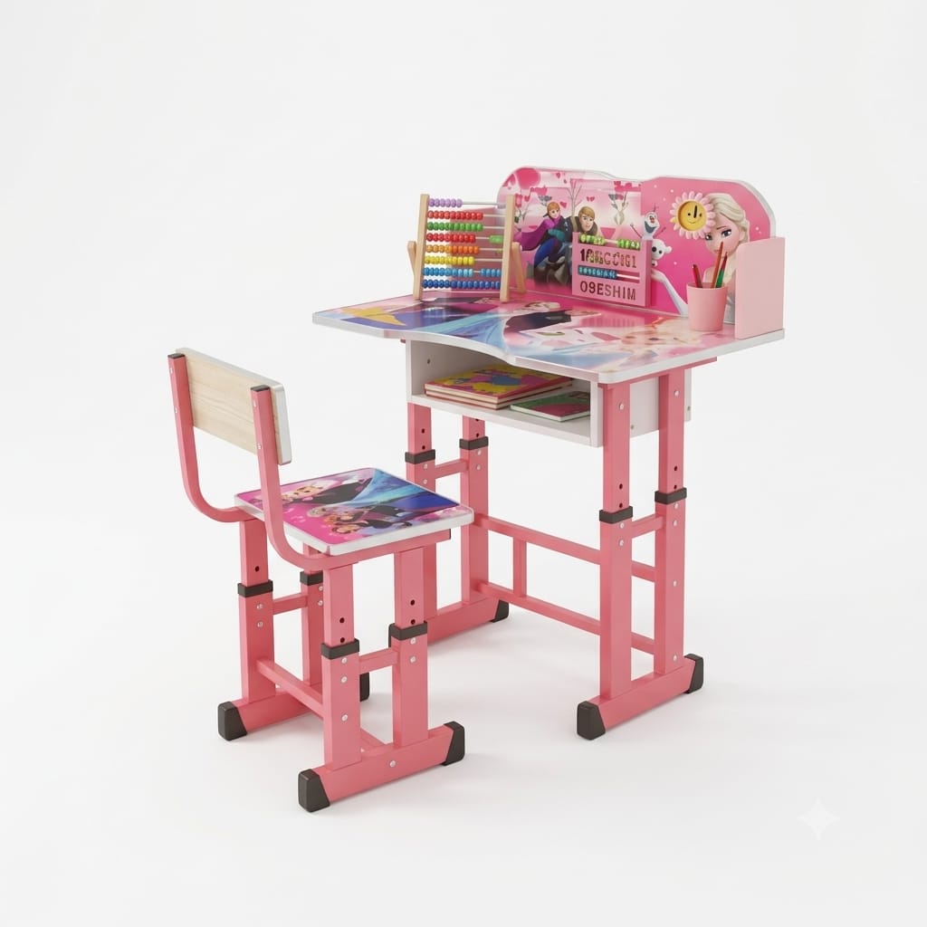 Bureau Enfant avec Chaise Réglable – Table d’Étude et Rangement