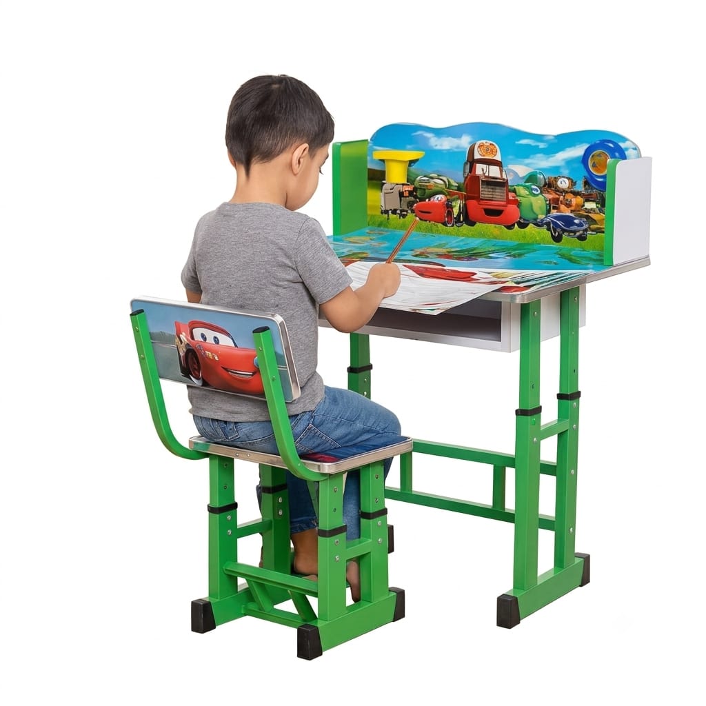 Bureau Enfant avec Chaise Réglable – Table d’Étude et Rangement