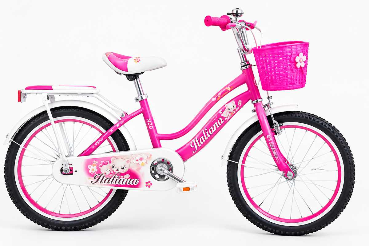 Vélo Enfant Italien N20 – Réf. 009, Panier, Porte-Bagages & Design Fille